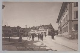 Carte Tavannes la place à midi circulé 1924