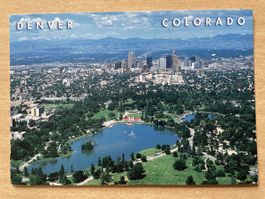 USA Ansichtskarte Denver Colorado mit Briefmarken Disney Bam