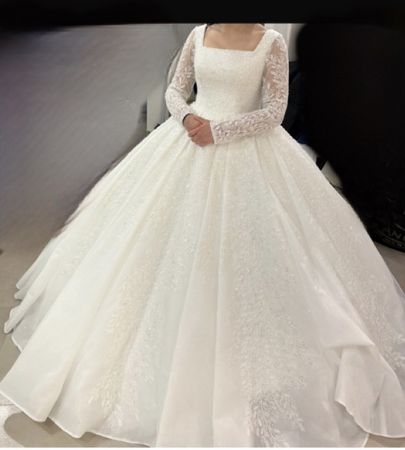 Brautkleid langarm mit Schleier Grösse L