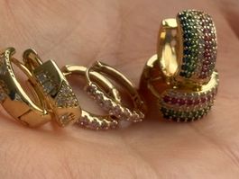 Luxus Elegante Mini Trio Ohrschmuck Ohrstecker Farbe: Gold