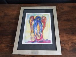 Aquarell auf Seide "Göttin, Hexe oder Engel?", signiert M.S.