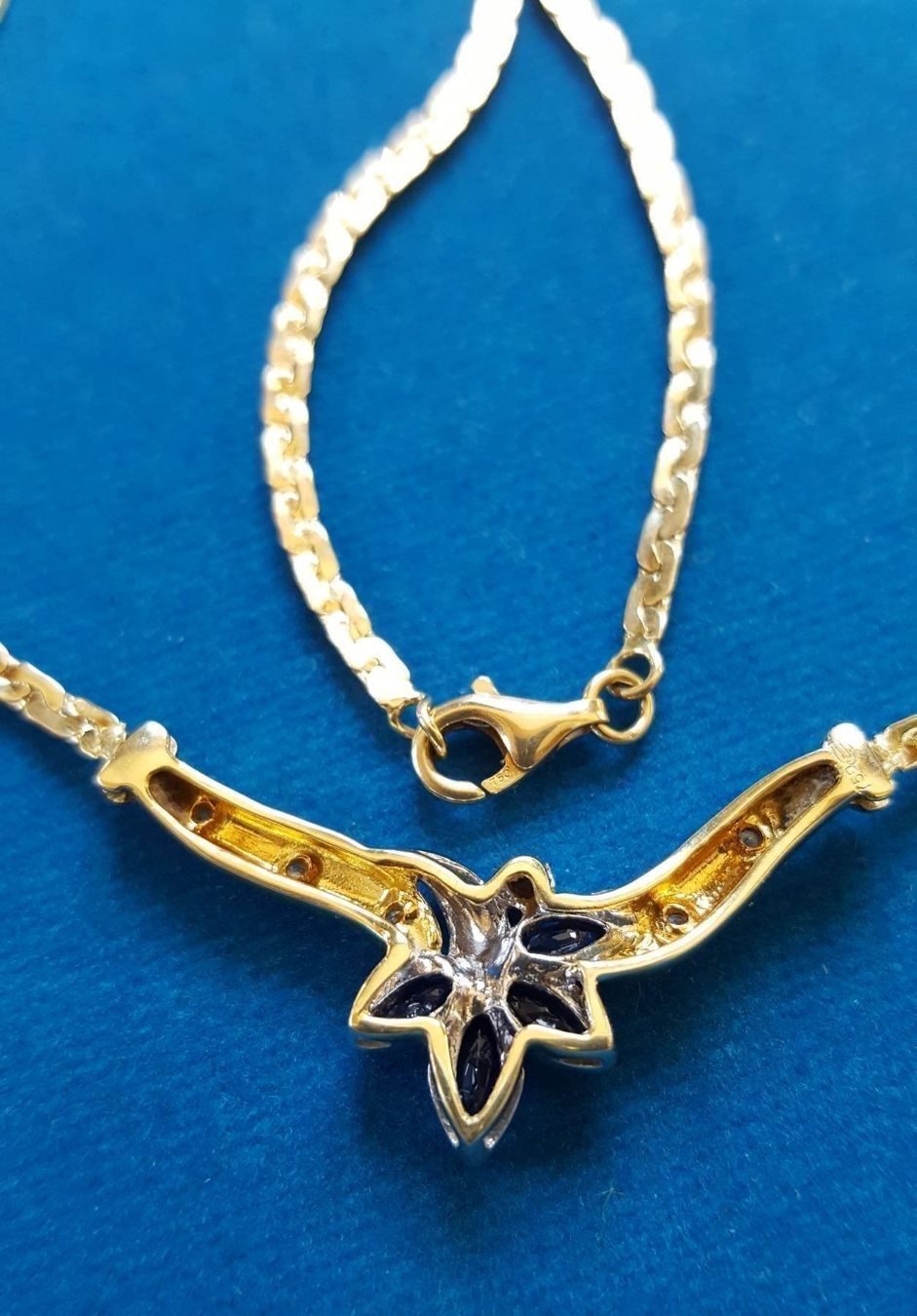Catenine: 750 Gold Collier mit Brillanten/Saphire – Usato da Wald ZH venduto da Aniade 1
