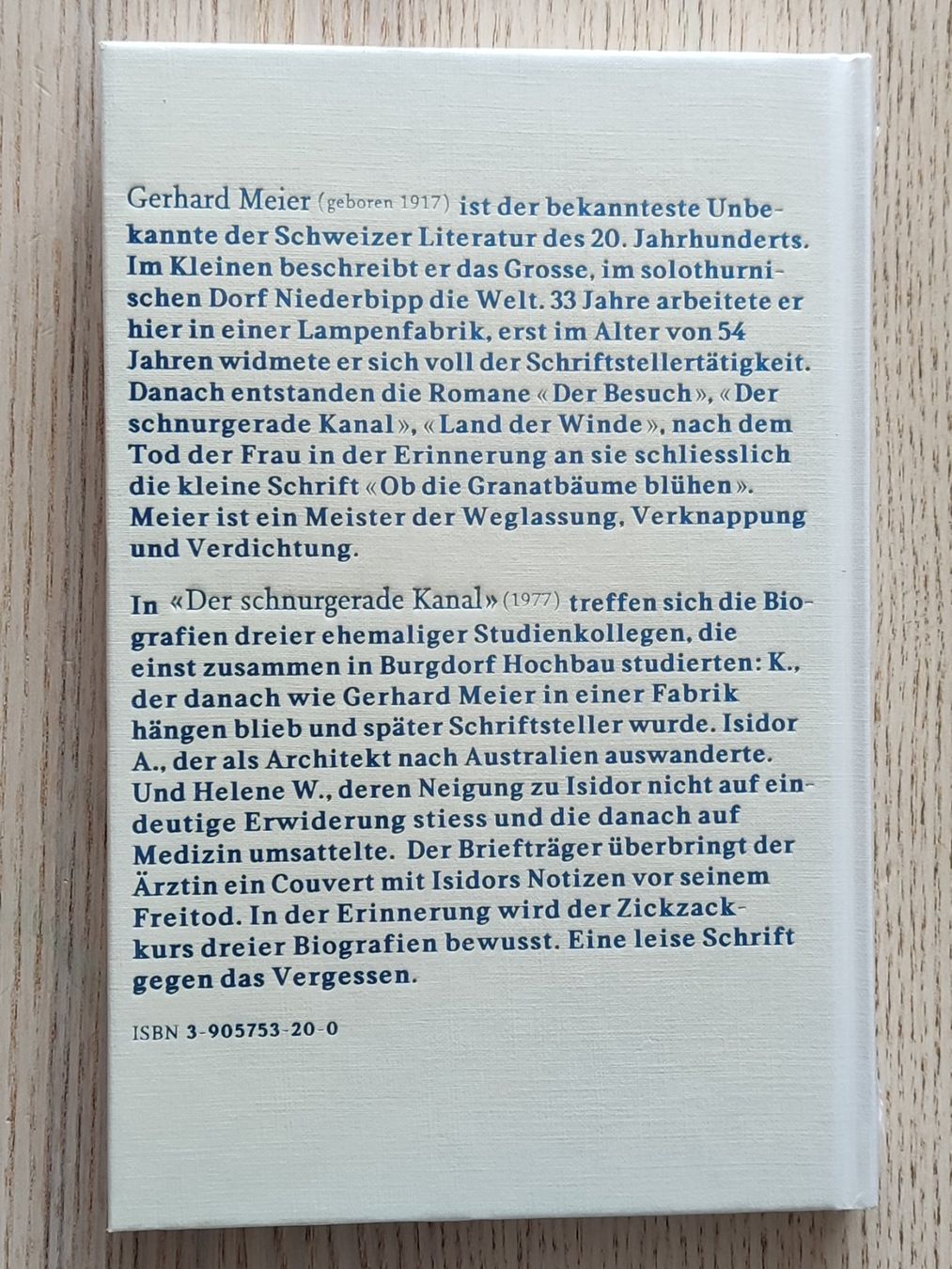 Libri: Gerhard Meier – Der schnurgerade Kanal – Nuovo e nell'imballaggio originale da Schaffhausen venduto da philscardstore 1