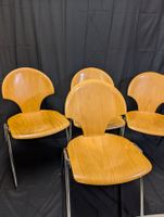 4x Embru Kusch+Co Stapelstühle Vintage Holz Chrom