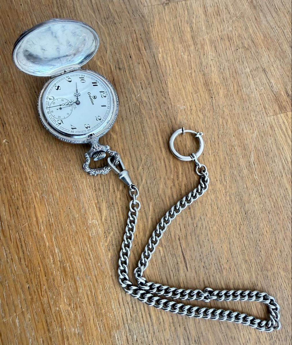 Swiss Uhren: Taschenuhr Creation mit Kette, Sackuhr – Gebraucht aus Goldach von Messerguru 1