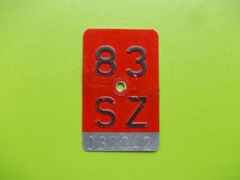 Velonummer / Fahrradnummer  SZ 83
