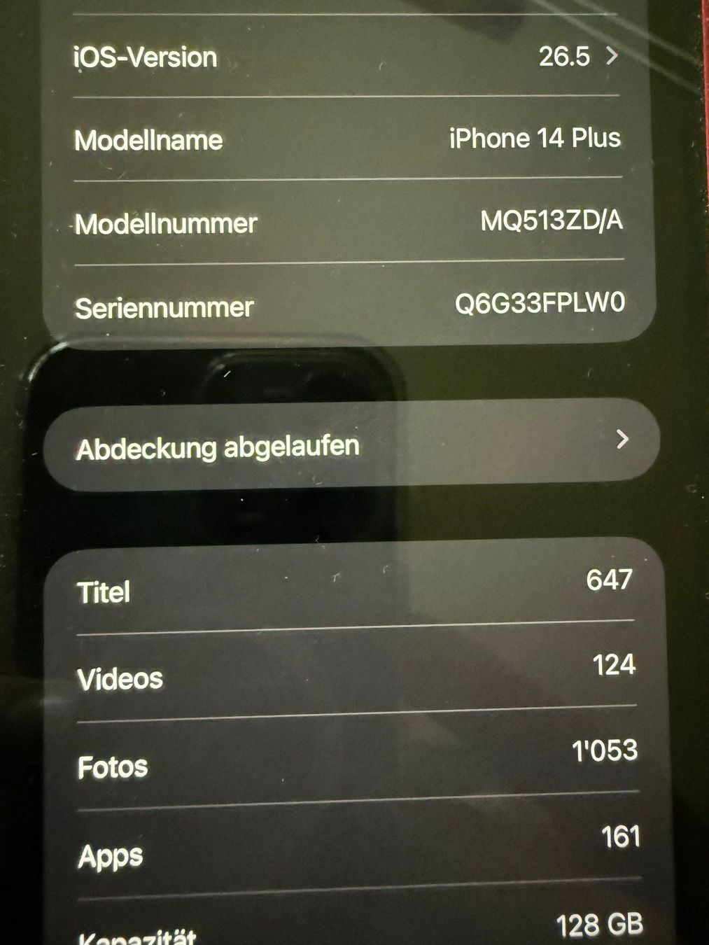Apple Handys / Smartphones: iPhone 14 Plus / product RED / 128 GB – Gebraucht aus Wallisellen von Flying_alphorn 3