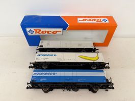 3er Set Roco  47056.1 + 46880 + 46555 Güterwagen Interfrigo