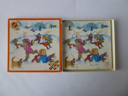 Nost. Penelope Holz Puzzle: Kinder beim Eislaufen, 8 gr. T.