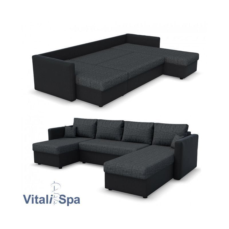 Divani: Wohnlandschaft mit Schlaffunktion - Schwarz/Grau – Nuovo e nell'imballaggio originale da Wallenwil venduto da toesstal-vertrieb 4