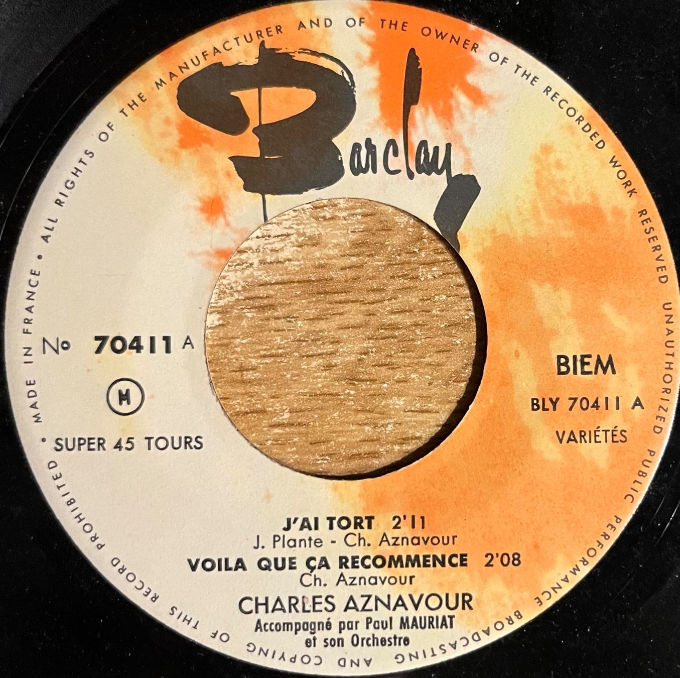 Dischi in vinile: CHARLES AZNAVOUR - J'AI TORT – Usato da Bussigny venduto da vinyl-pas-cher 2