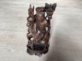Schöne Asiatica Skulptur ShouLao mit echt Silbereinlagen