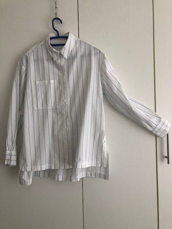 Bluse, weiss mit blauen Streifen, Opus, 38