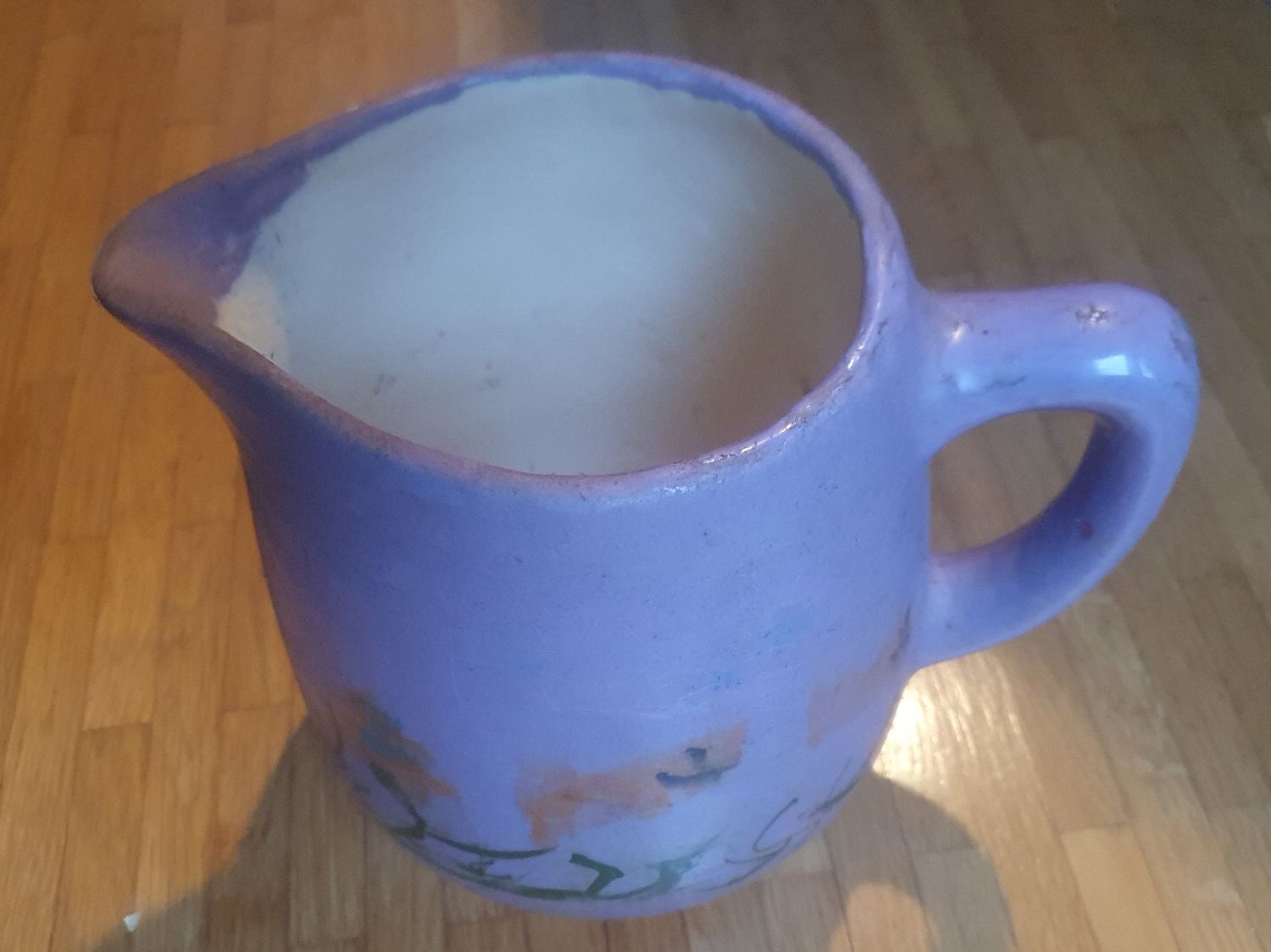 Caraffe: Alter Ton-Krug mit Bemalung als Deko – Difettoso da Schliern b. Köniz venduto da Evivo 1