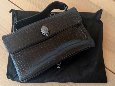 Handtasche Kurt Geiger Leder Krokooptik Schwarz Damen neu