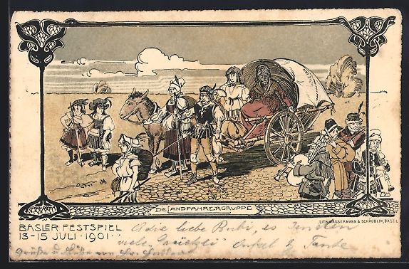Cartoline postali: Basel, Festspiele 1901, Die Landfahrergr – Usato da Berlin venduto da bartko-reher