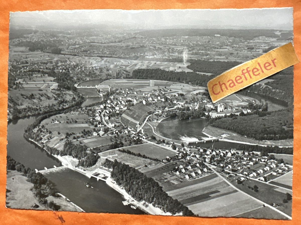 Cartoline postali: 1970, Rheinau ZH – Usato da Zürich venduto da Chaeffeler
