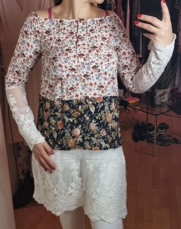 Romantische Bluse mit Spitze von MET , Grösse 36/38