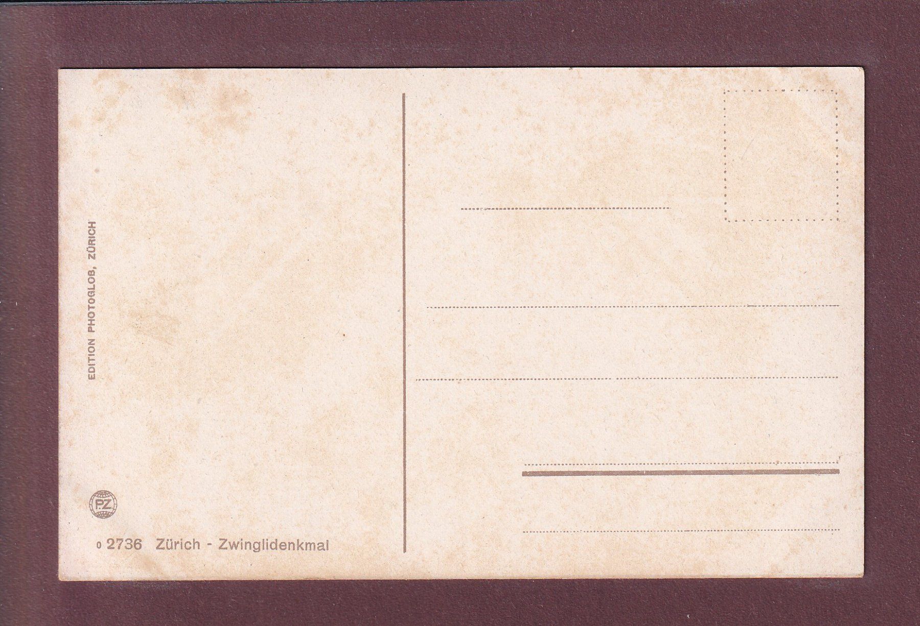 Ansichtskarten: ZÜRICH - Zwinglidenkmal – Gebraucht aus Pully von nicecards 1