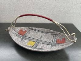 Retro Keramikschale mit Griff, Mid Century Design