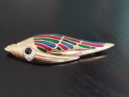  Broche Pierre Lang, tief vergoldet ,mit farbiger Emaille .