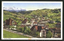 Herisau-Wilen, kolorierte Karte gelaufen 1947