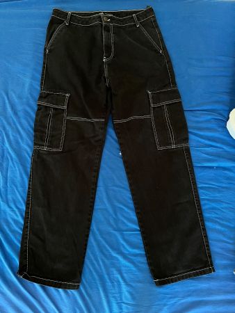 Herren Cargo Pants – Schwarz – Kontrastnaht – guter Zustand
