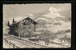 AK Adelboden, Alpenreihe mit Pension