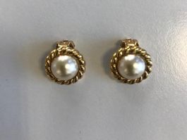 Vintage Ohrclips goldfarben mit cremefarbener Perle