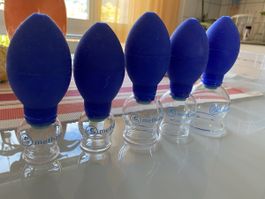 5 Schröpfgläser Methatec mit Gummiball, Gesundheit
