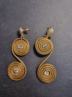 Boucles d'oreilles spirales dorées, strass ✨ Élégantes!
