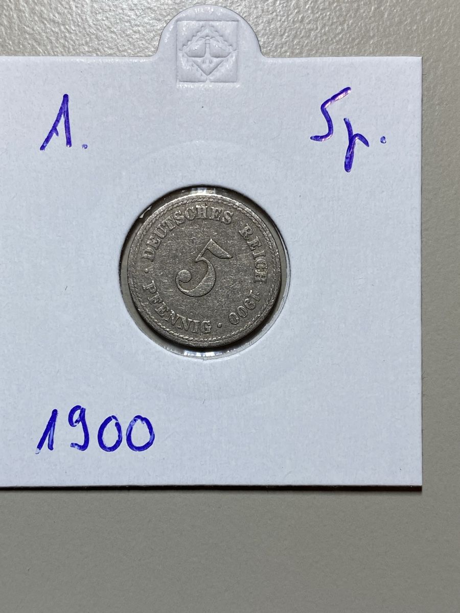 Tutti le monete: Allemagne - 5 Pfennig - 1900 – Usato da Payerne venduto da Mike1682