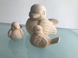 Vögel 3er Set  Keramik, Beige, Deko - neuwertig