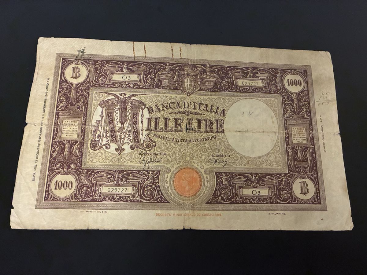 Banconote: 1000 lire 1942 – Usato da Dällikon venduto da Woldbanknoten