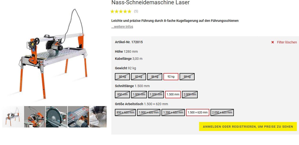 Alle Maschinen: Nass-Schneidemaschine mit Laser – Gebraucht aus Schindellegi von gadient01