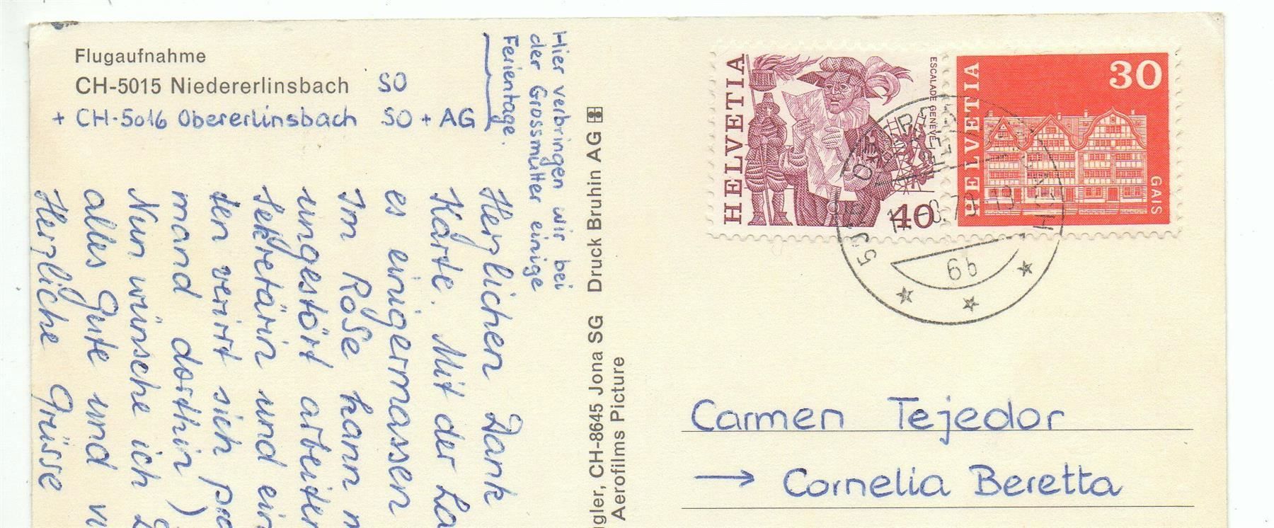 Cartoline postali: NIEDERERLINSBACH Flugaufnahme – Usato da Jona venduto da philajona 1