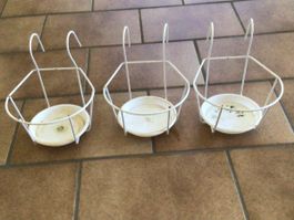 3 Topfhänger weiss Metall gebraucht