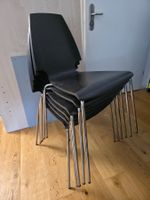 6x Stühle, Stuhl aus Dunkelbraun-Holz und Chrom-Metall