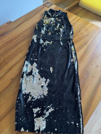ZARA Paillettenkleid schwarz-silber Grösse S wie neu
