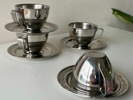 Italian espresso cups, Vintage ICM inox 18-10, set of 4