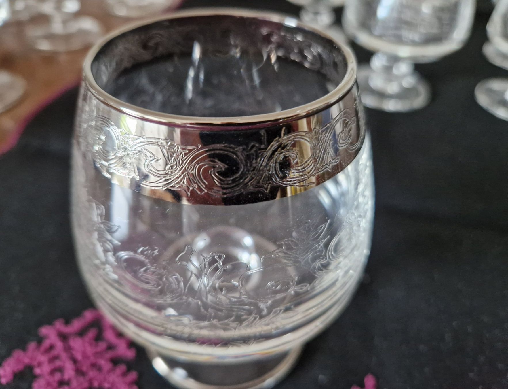 Murano Gläser: 6 Cognacgläser Murano Medici/ Platinrand – Neu (gemäss Beschreibung) aus Bern von Antikbatik 9