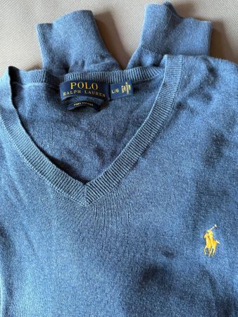 Ralph Lauren Pullover, Blau, Pima Baumwolle, Gr. L