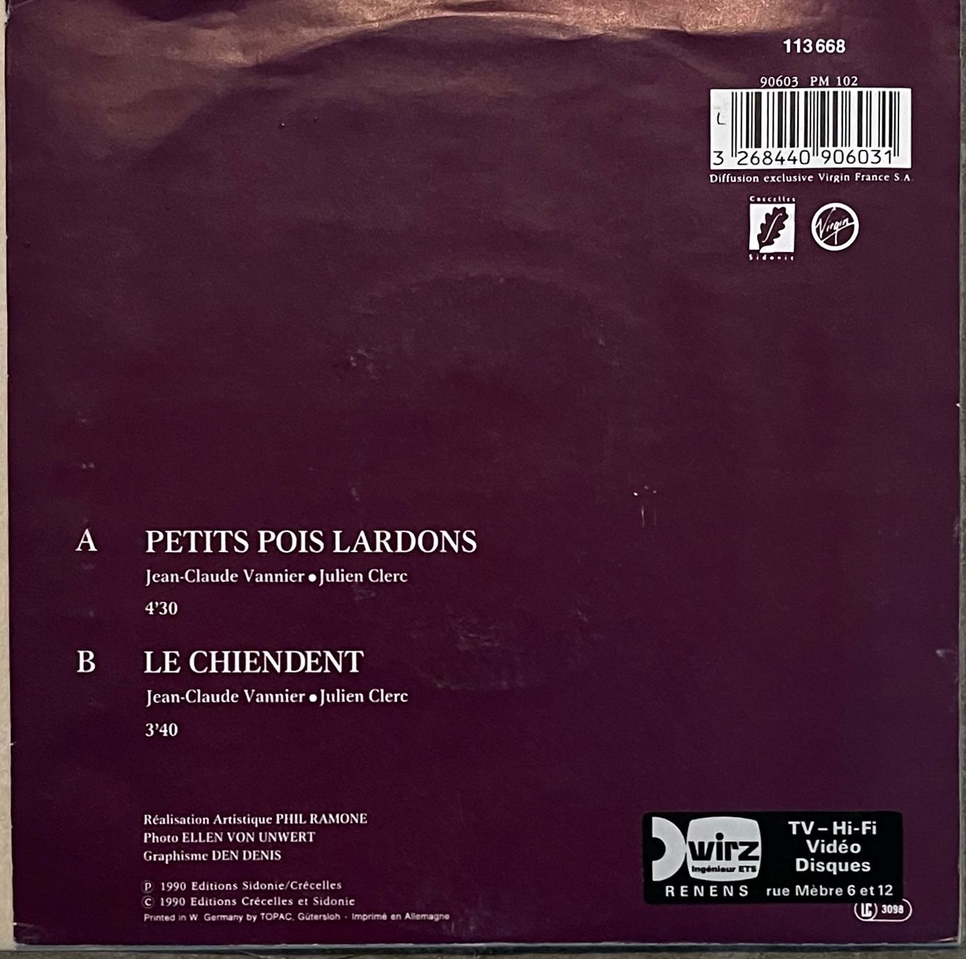Vinyles: JULIEN CLERC - PETITS POIS LARDONS – D'occasion à Bussigny par vinyl-pas-cher 1