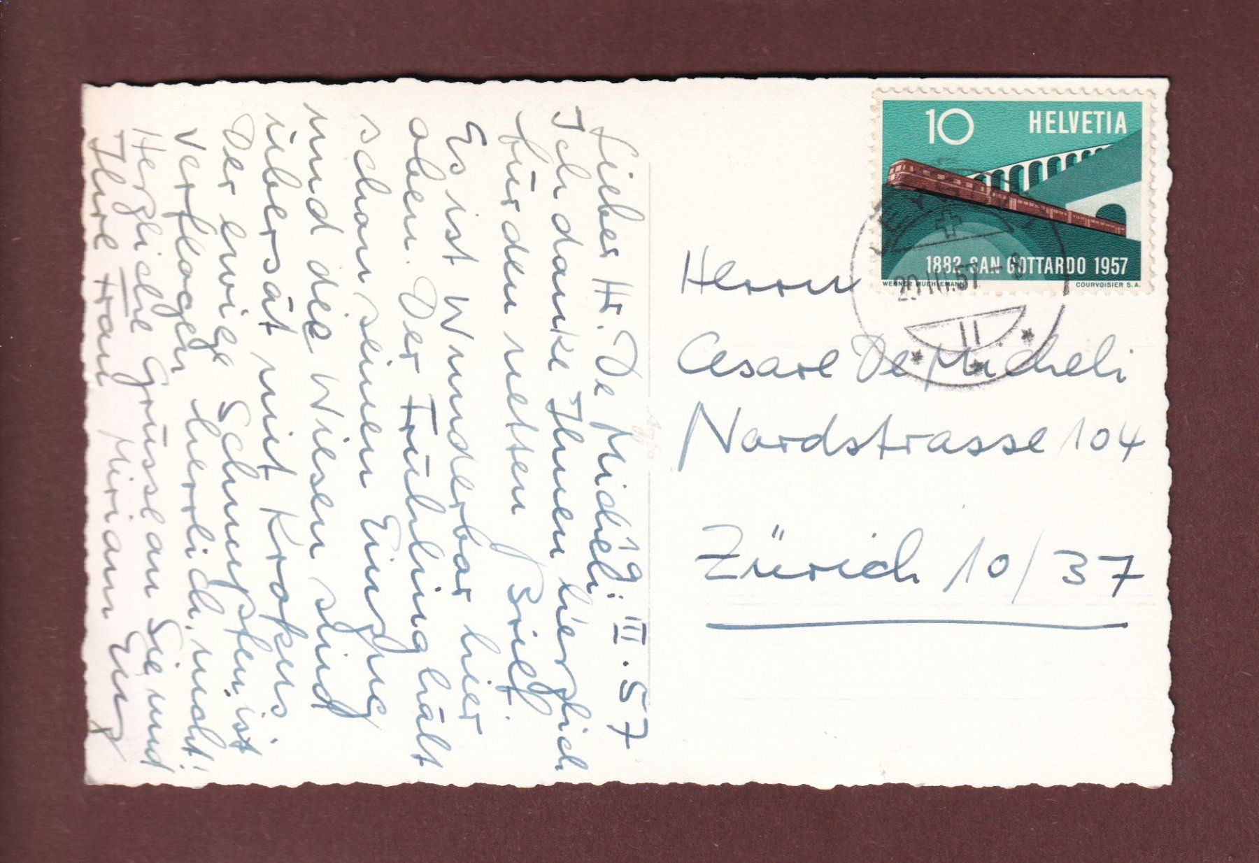 Cartoline postali: LEYSIN - Dents du Midi - 1957 – Usato da Pully venduto da nicecards-shop 1