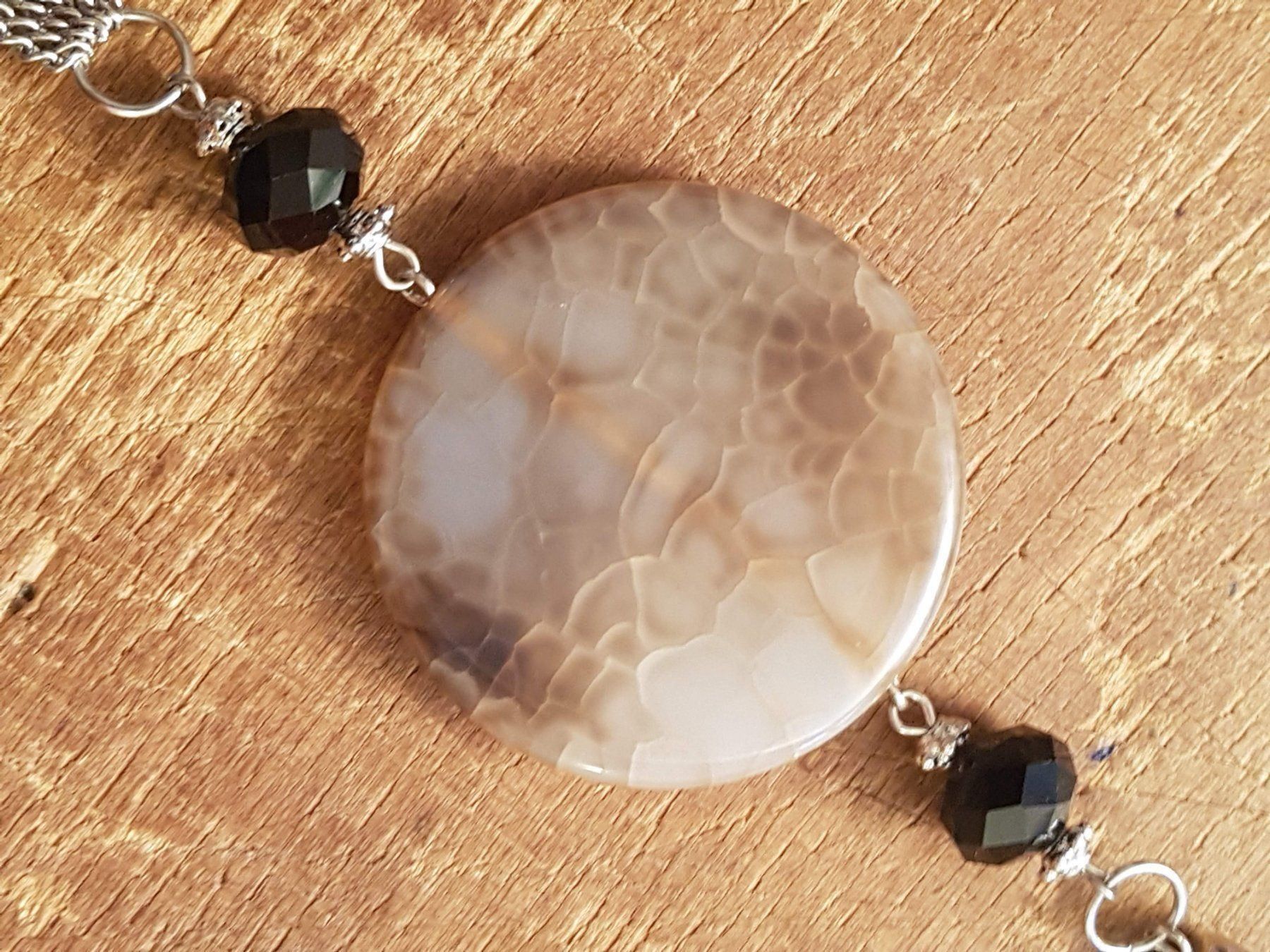 Catenine: Kette achat-artige Steinen + facettierte Glasperlen – Usato da Ettingen venduto da Maranathatalitha 4