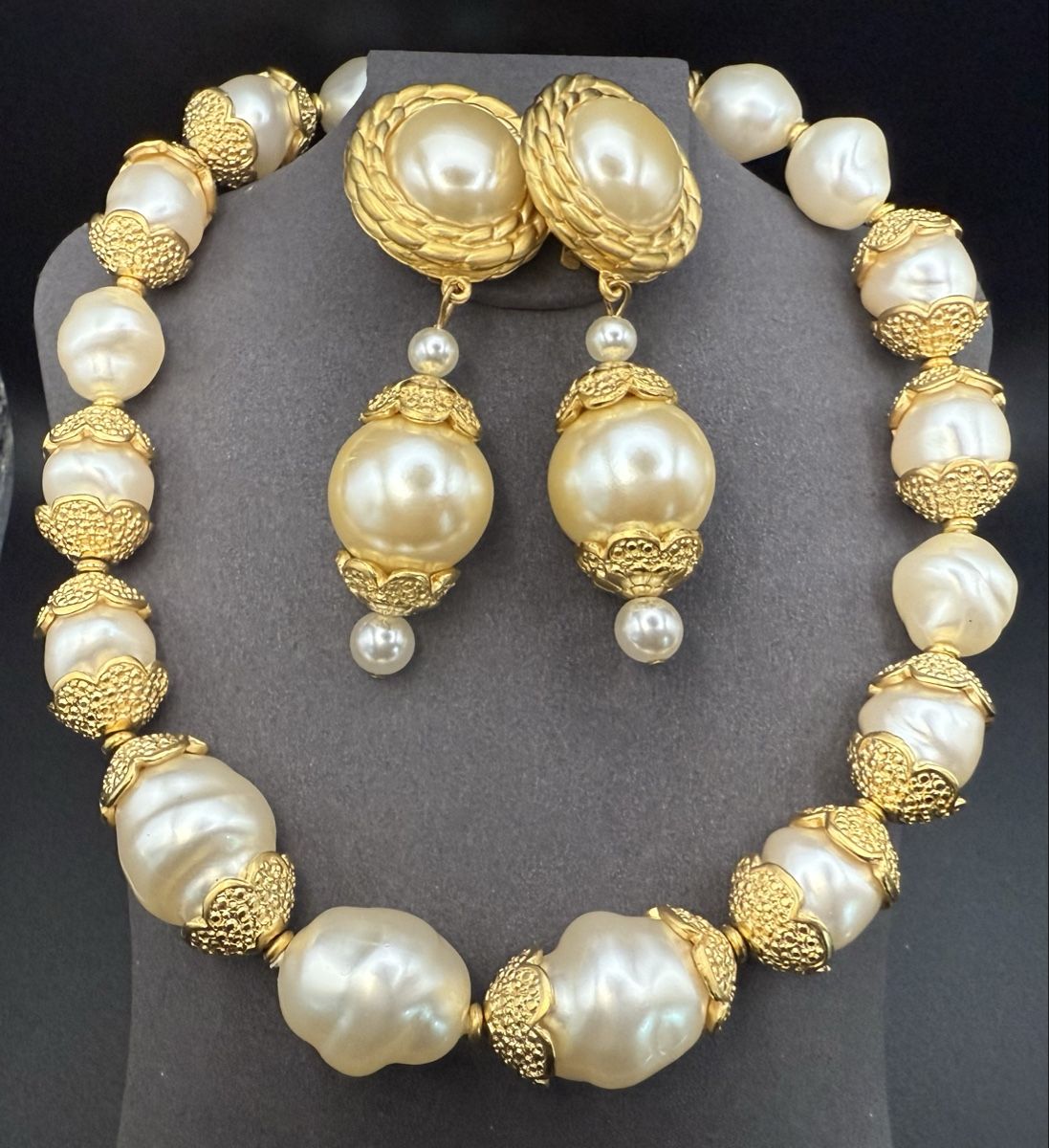 Catenine: Vintage Halskette und Ohrringe mit Perlen – Usato da Lamone venduto da LaCantinaMagica 2