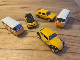 Post-Modellautos VW Bus, VW Käfer, Smart und Golf GTI