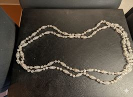 Collier Long Vintage Art Déco – Perles "Crackle" en Verre