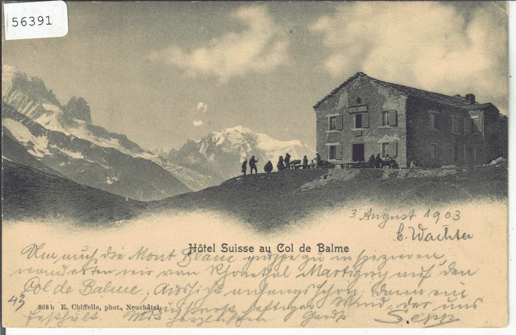Cartoline postali: Col de Balme - Hotel Suisse - animee – Usato da Ettingen venduto da Kartenplanet