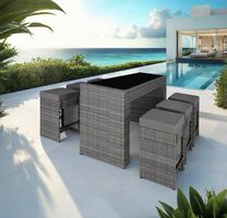 Aluminium Rattan Barset grau